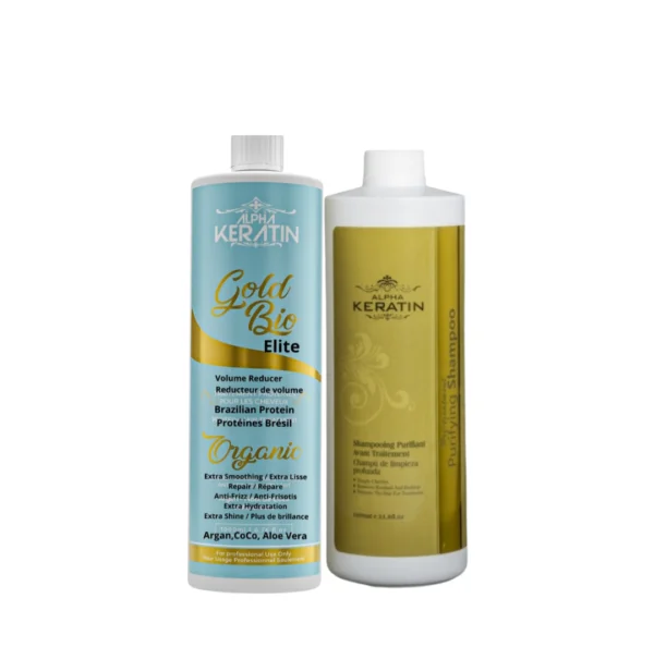 KIT-5  ALPHA KERATIN GOLD BIO ELITE ; FOR BLONDE, HIGHLIGHTED + PURIFYING SHAMPOO 1L